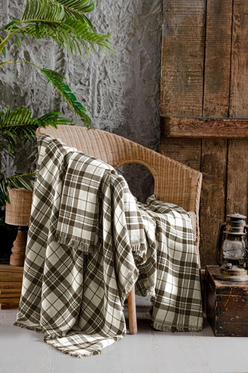 Плед бавовняний Plaid Brown 220х240 см, фото 1