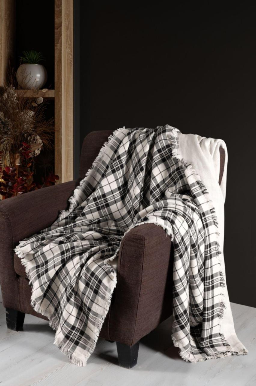 Плед бавовняний Plaid Black 220х240 см, фото 1