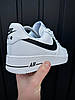 Чоловічі жіночі кросівки Nike Air Force 1 White Black Найк Форси біло-чорні на весну шкіряні весняні, фото 9