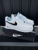 Чоловічі жіночі кросівки Nike Air Force 1 White Black Найк Форси біло-чорні на весну шкіряні весняні, фото 2