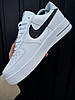 Чоловічі жіночі кросівки Nike Air Force 1 White Black Найк Форси біло-чорні на весну шкіряні весняні, фото 7