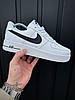 Чоловічі жіночі кросівки Nike Air Force 1 White Black Найк Форси біло-чорні на весну шкіряні весняні, фото 4