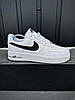 Чоловічі жіночі кросівки Nike Air Force 1 White Black Найк Форси біло-чорні на весну шкіряні весняні, фото 5