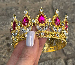 Корона металева для декору БЕНТО - ЗОЛОТО-ФУКСІЯ