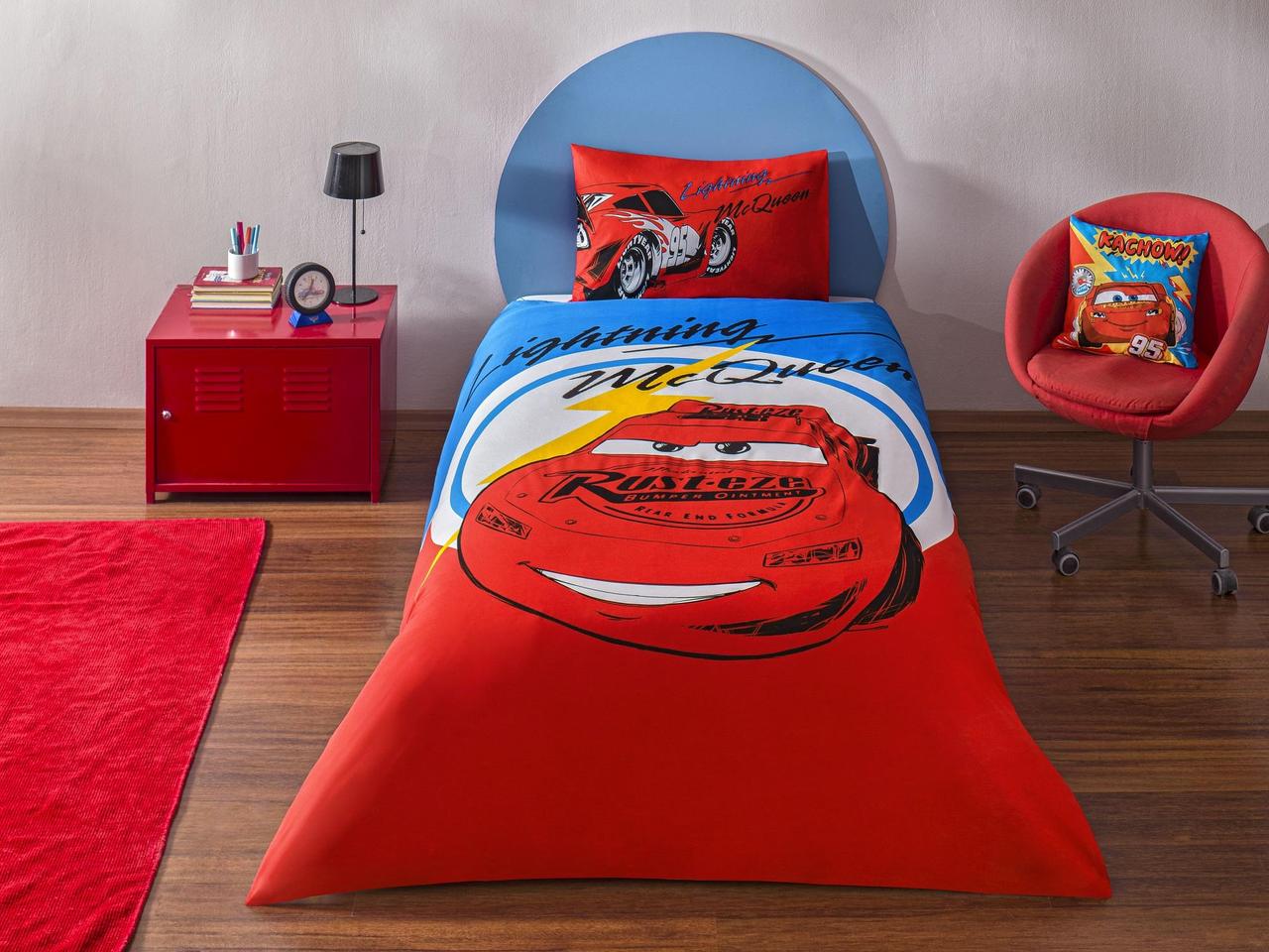 Підлітковий комплект Disney TAC Cars Mcqueen Ранфорс / простирадло на резинці, фото 1