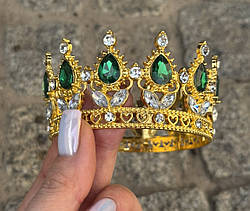 Корона металева для декору БЕНТО - ЗОЛОТО-МАЛАХІТ