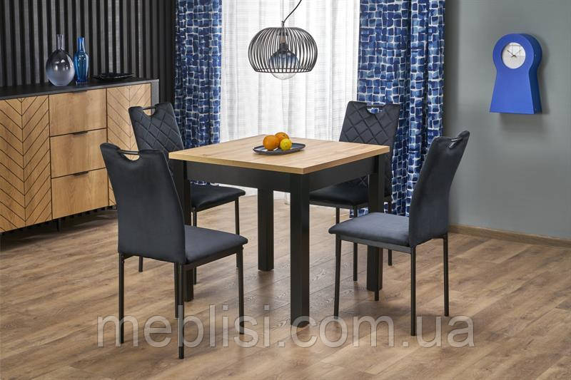 Стол раскладной FLIP 80(200)x76 дуб артізан/ніжки чорні (Halmar)