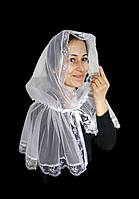 Платок - палантин в церковь на крещение, венчание праздничный белый.