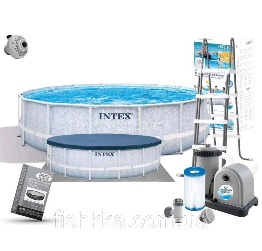 Каркасний басейн Intex 28746, 488-122 см,19156 л, фільтр-насос5678 л/год, сходи, підстилка,ент