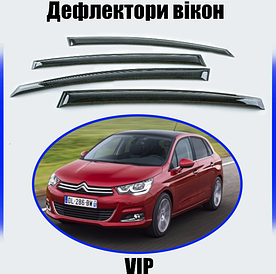 Дефлектори вікон, вітровики Citroen C4 2004 —> (скотч) VIP
