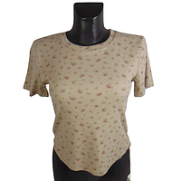 Женская футболка стрейчевая в рубчик хлопок Metmarch one size бежевая 3510