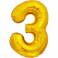 Фольгована надувна цифра Pelican "3" золото 100 см (831013)