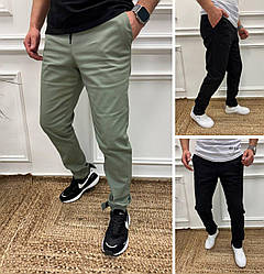 Стильні чоловічі штани з манжетами на липучках знизу тактичні котонові, хакі, чорні