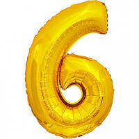 Фольгована надувна цифра Pelican "6" золото 100 см (831016)