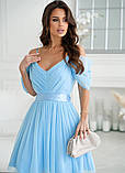 💙 Коктейльна сукня з драпіруванням блакитного кольору, фото 4