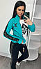 Жіночий костюм трійка Louis Vuitton бірюзовий (трикотаж двунить Туреччина), фото 5