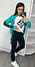 Жіночий костюм трійка Louis Vuitton бірюзовий (трикотаж двунить Туреччина), фото 3