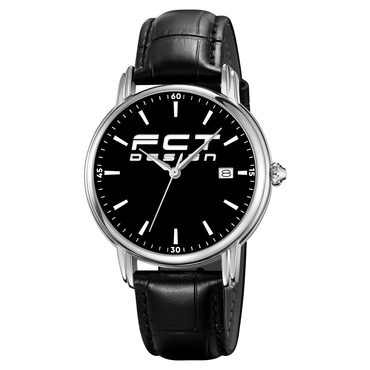 Годинник наручний FCT DESIGN Model 023 Шкіра чорні