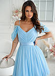 💙 Коктейльна сукня з драпіруванням блакитного кольору, фото 6