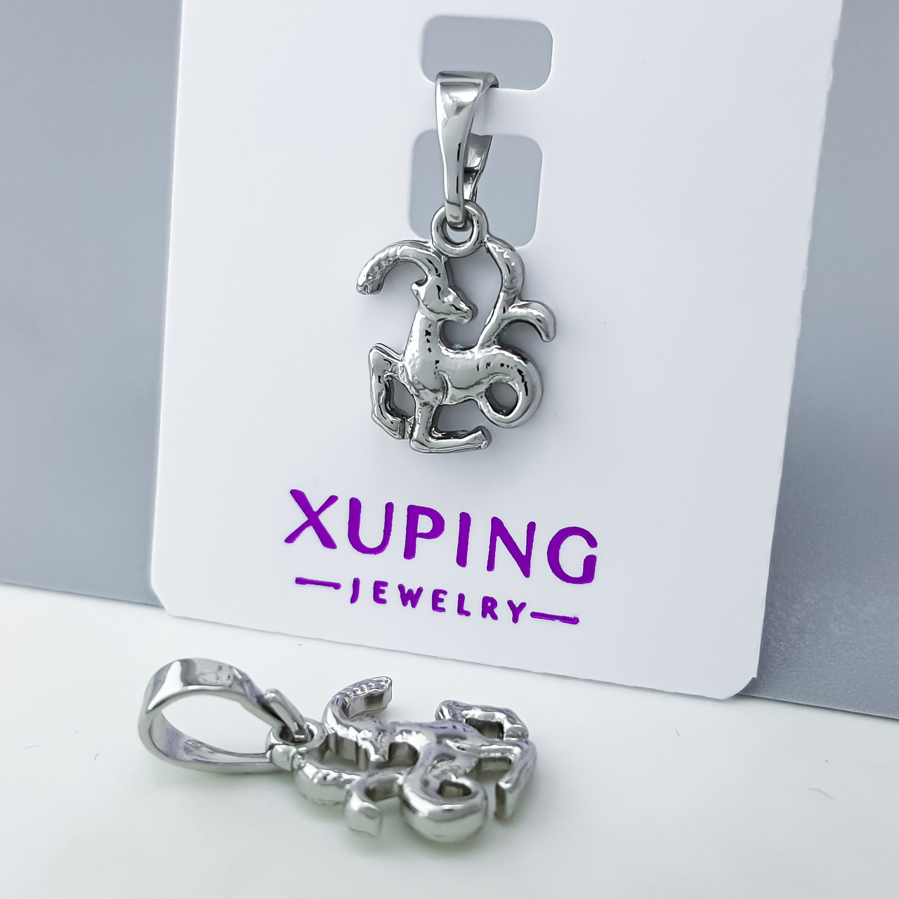 Кулон Знак Зодіаку "Козеріг" без каміння, медичне золото Xuping, родій, фото 1