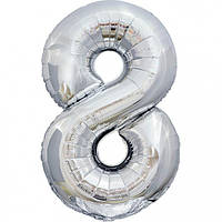 Фольгована надувна цифра Pelican "8" срібло 100 см (831028)