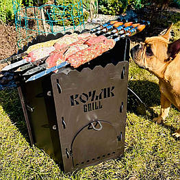 Розбірна піч-мангал до казана Стефанія+ шампура (З ЖАРОМІЦНИМ ПОКРИТТЯМ)