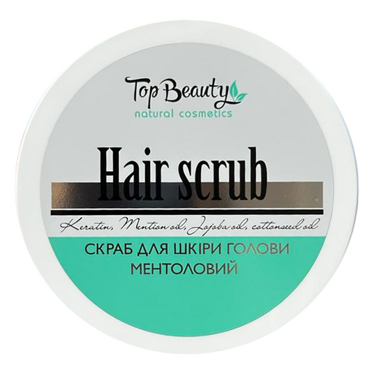 Скраб пілінг для голови ментоловий, з олією бавовни та кератиномTop Beauty Hair Scrab 250 мл, фото 1