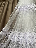 Тюль із вишивкою білий фатин, фото 7