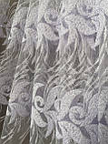 Тюль із вишивкою білий фатин, фото 6