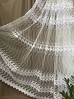 Тюль із вишивкою білий фатин