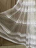 Тюль із вишивкою білий фатин, фото 4