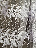 Тюль із вишивкою білий фатин, фото 8