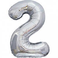 Фольгована надувна цифра Pelican "2" срібло 100 см (831022)