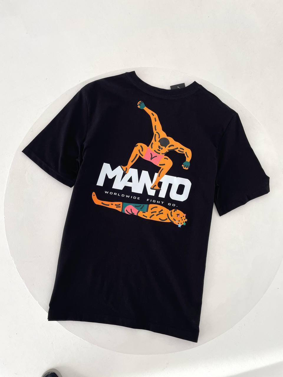 Чоловіча футболка Manto Stomp чорна бавовняна Манто Стомп з принтом на літо, фото 1