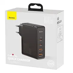 Baseus GaN 2 Pro 100w +100w кабель (1m) BLACK 4 порта Зарядний пристрій
