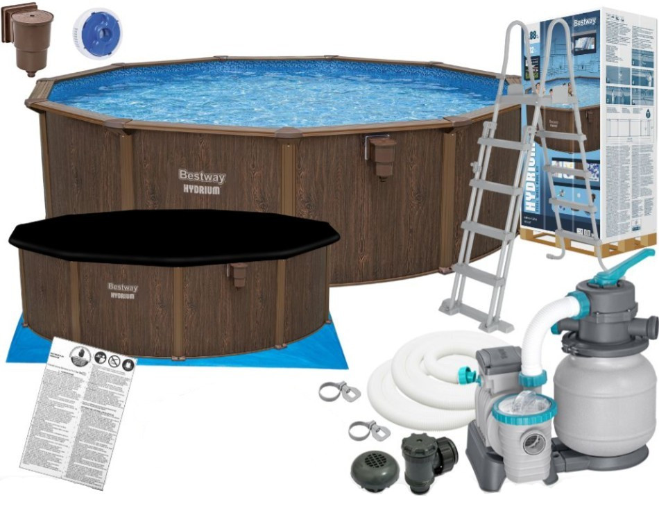 Збірний басейн Bestway 561CU Hydrium 488 х 130 см, пісочний насос 5678 л/г, скімер, сходи, підстилка, тент, дозатор, фото 1