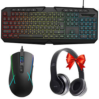 Комплект клавіатура та мишка + Подарунок Навушники P47 / Провідна клавіатура з мишкою / Ігрова клавіатура та миша