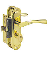 Комплект PALADII ручка на планці під WC з механізмом, "Corona" 5040-BK, GP жовтий (ПЗ107)