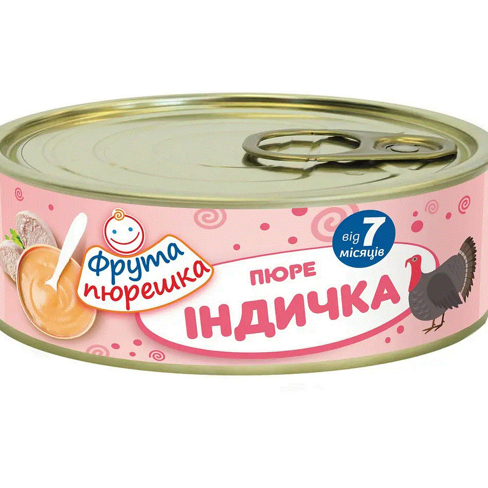 Пюре м'ясне ФРУТА Індичка з 7 місяців, 120г. (Хаме)