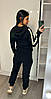 Жіночий костюм двійка Louis Vuitton з капюшоном чорний (трикотаж двунить Туреччина), фото 7
