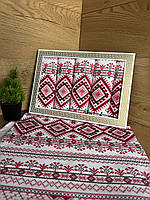 Набір із 5 кухонних лляних рушників із маками