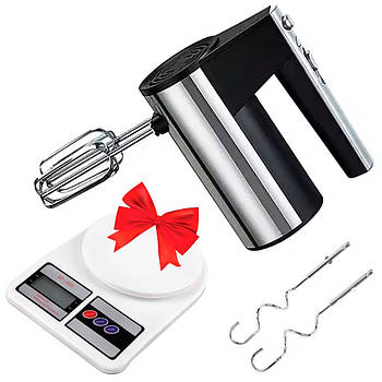 Міксер ручний 800Вт, BT-6629 + Подарунки Кухонні ваги до 10кг SF-400 / Електричний міксер кухонний