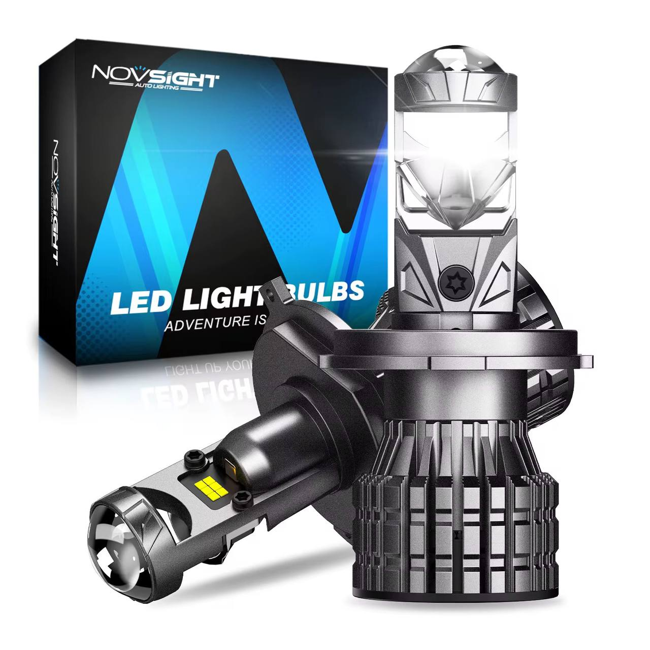 LED лампи H7 з лінзою Novsight N92 120W 22000LM 6500K 12-24V CANBUS (комплект) – яскраве світло, без помилок