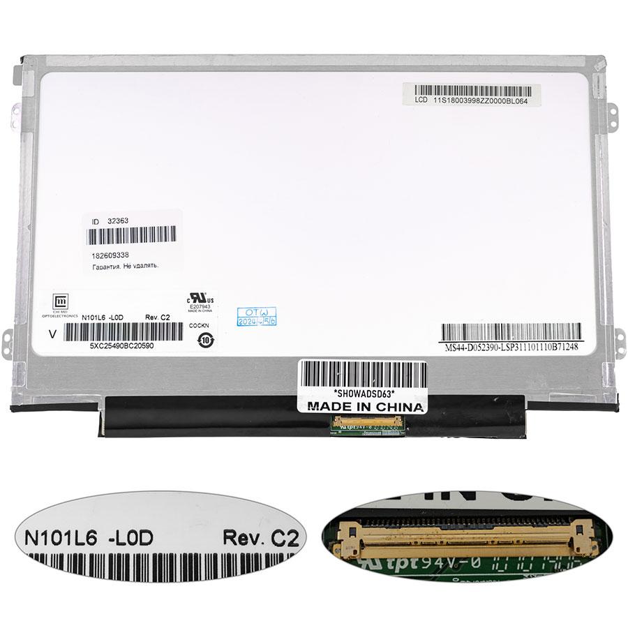 Матриця 10.1 N101L6-L0D (1024*600, 40pin, LED, SLIM (горизонтальні вушки), глянцева, роз'єм праворуч знизу) для ноутбука (renew)