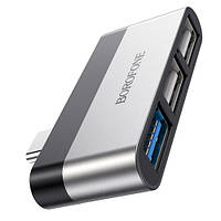 USB HUB Type-C Borofone DH1 Type-C to 3USB Silver Black