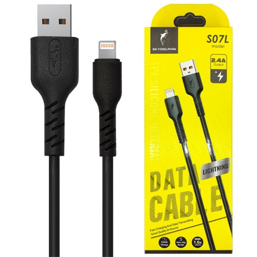 Кабель SkyDolphin S07L TPE High Elastic Line USB - Lightning 2.4A/1m (Чорний)