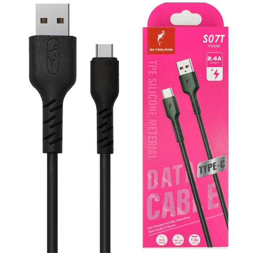 Кабель SkyDolphin S07T TPE High Elastic Line USB - Type-C 2.4A/1m (Чорний)