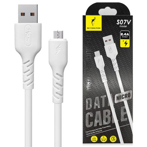 Кабель SkyDolphin S07V TPE High Elastic Line USB - MicroUSB 2.4A/1m (Білий)