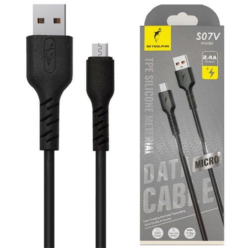 Кабель SkyDolphin S07V TPE High Elastic Line USB - MicroUSB 2.4A/1m (Чорний)