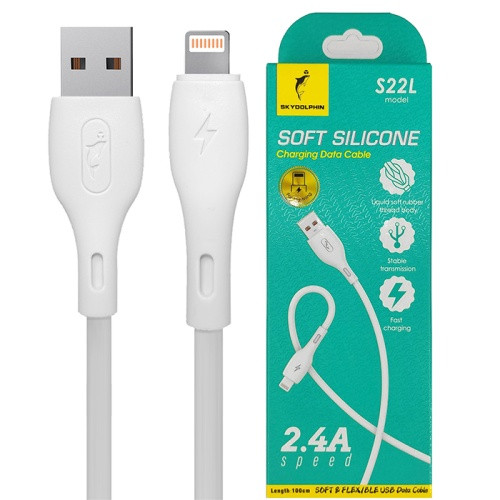 Кабель SkyDolphin S22L Soft Silicone USB - Lightning 2.4A/1m (Білий)